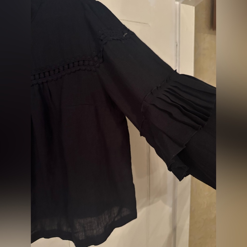 Tracy Reese Elegant Black Blouse with Ruffle Sleeves - Picture 7 of 11